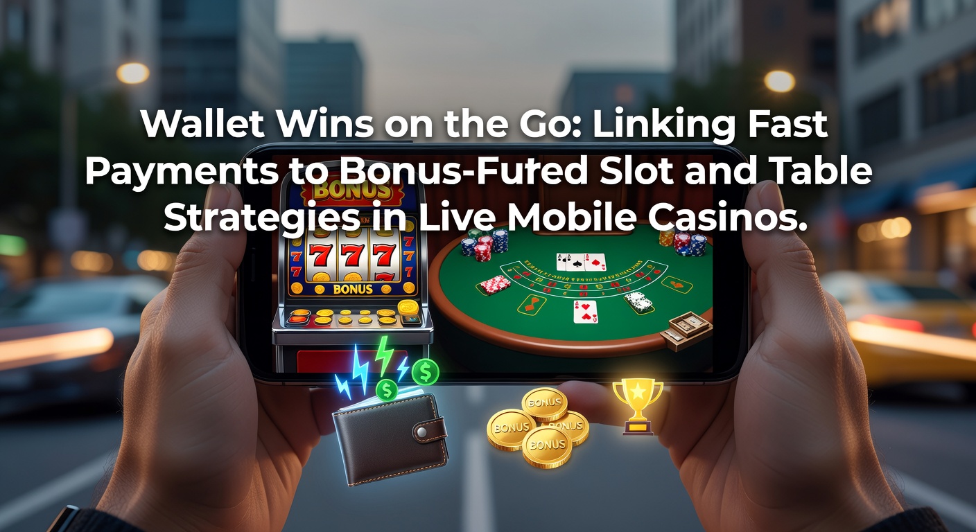 Smartphone mit offener Casino-App, die eine Wallet-Zahlung und einen Slot-Screen zeigt, während ein Bonus-Pop-up erscheint
